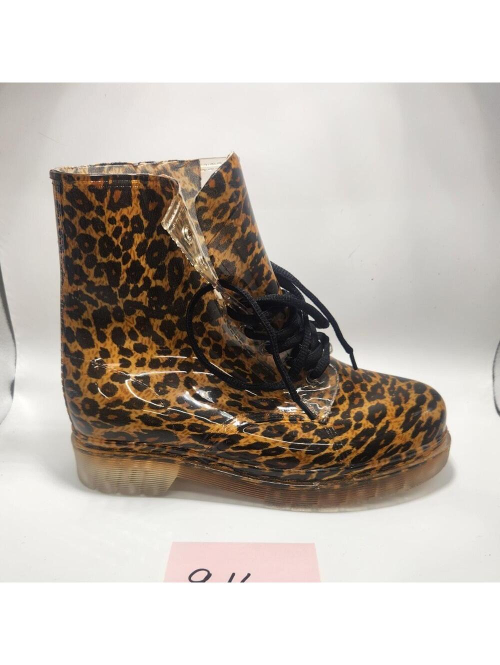 Henry Ferrera Women's Leopard Animal Print  Booties Round Toe Brown/Black 7